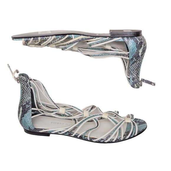 Pierre Balmain Paris Python Print Strappy Lace-Up Flat Sandals – Size EU 39 / US - Picture 5 of 10